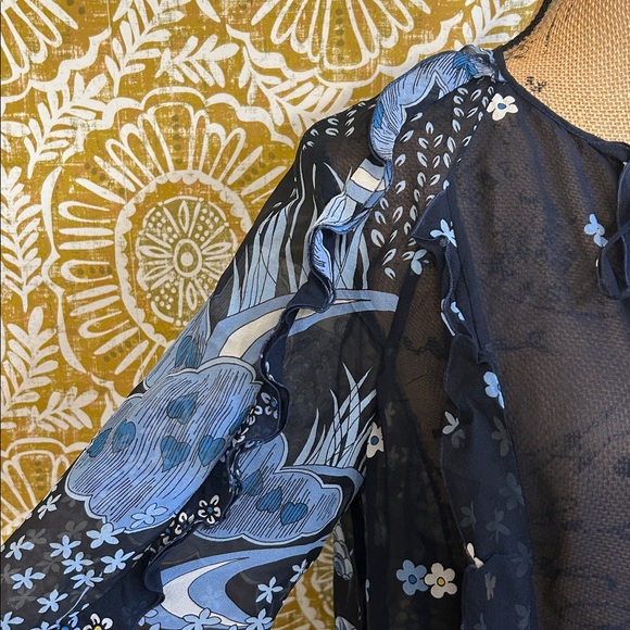 RED Valentino SS21 Oriental Toile De Jouy Print Silk Ruffle Maxi Dress M AS-IS - Picture 10 of 14